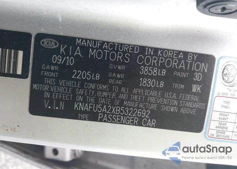 2011 Kia Forte Ex из США, поврежденный, VIN KNAFU5A2XB5322692